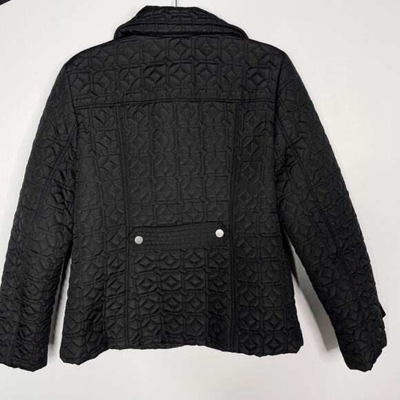 Weatherproof Womens Medium M Black Quilted Jacket Snap Zip Front Cinch Back - Picture 2 of 9